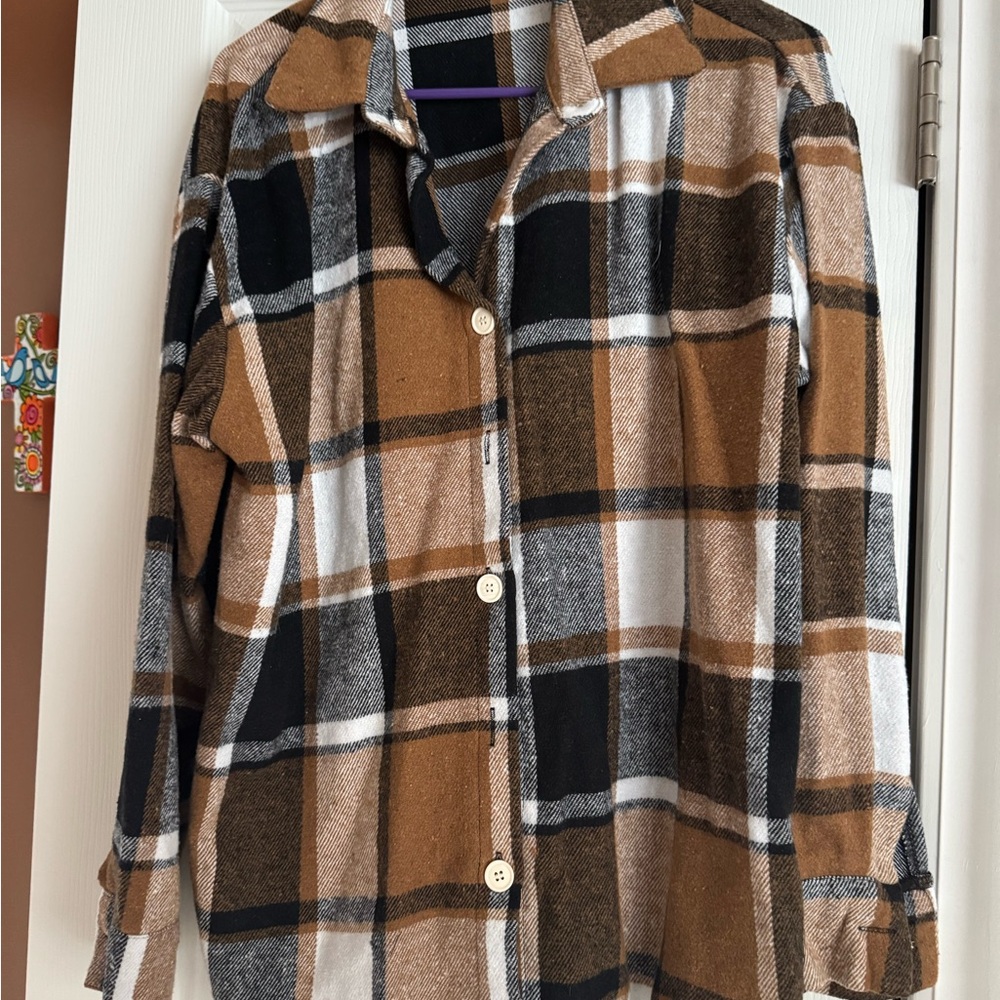 SHEIN Checkered Shirt in Brown and Black